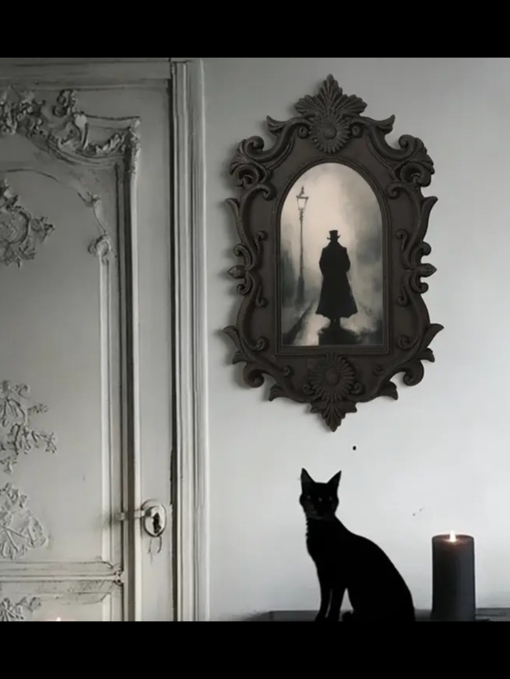 Ornate Black Resin Wall Frame with Gothic Artwork